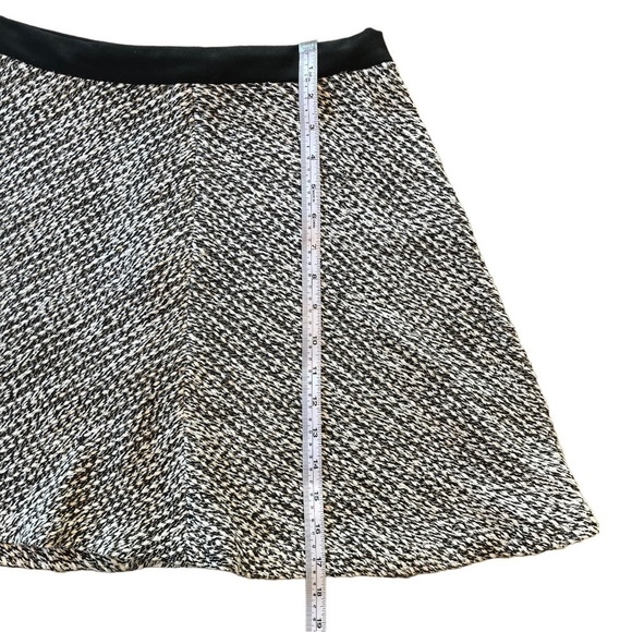 LOFT women's sz XXS a-Line skirt black white woven tweed flare stretch - Picture 7 of 8